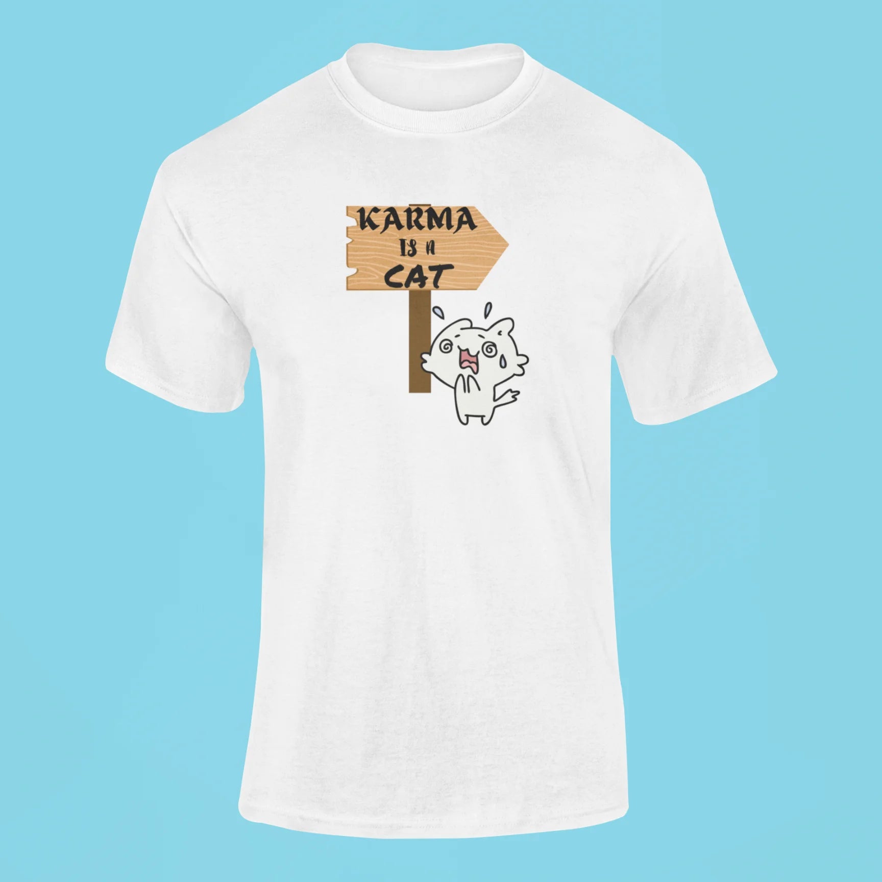 karma is a cat t shirt 5 white