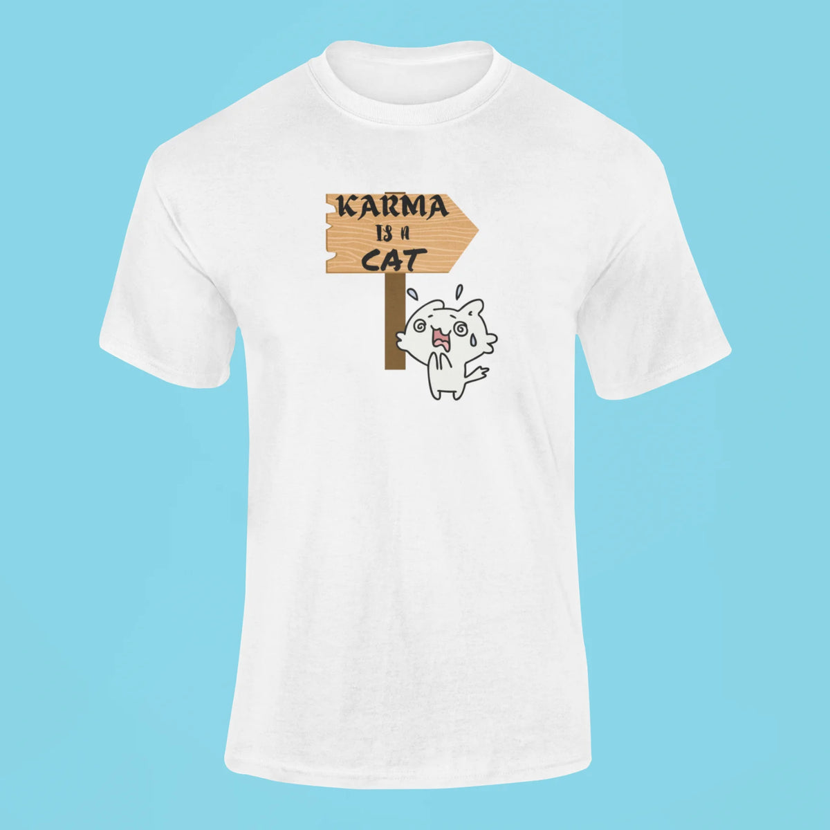 karma is a cat t shirt 5 white