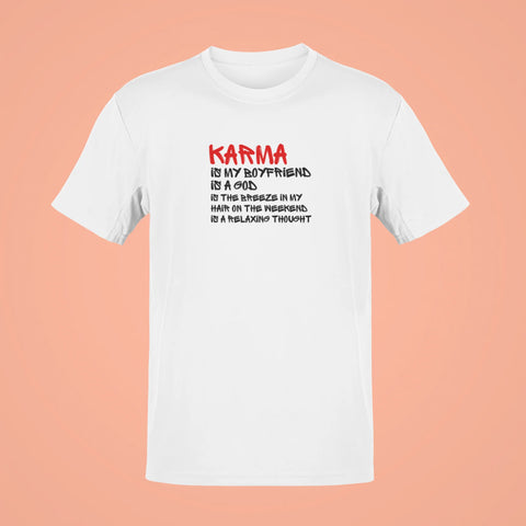 karma is my boyfriend oversized t shirt 2 white