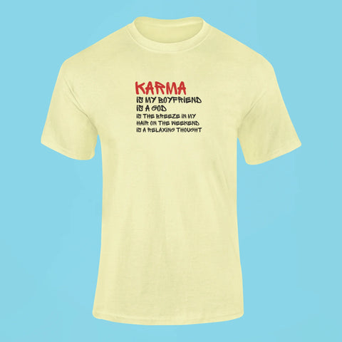 karma is my boyfriend t shirt 2 butter yellow