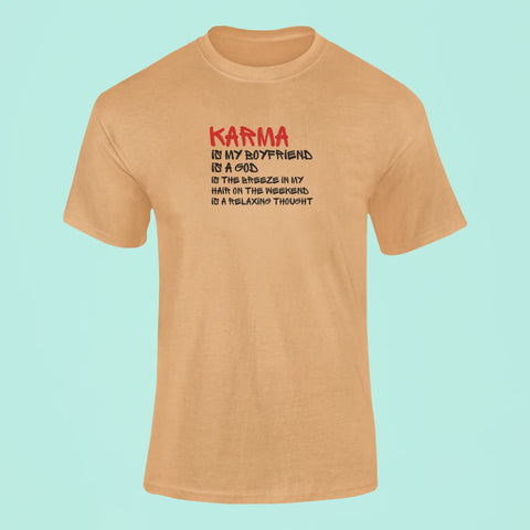 karma is my boyfriend t shirt 2 mustard yellow