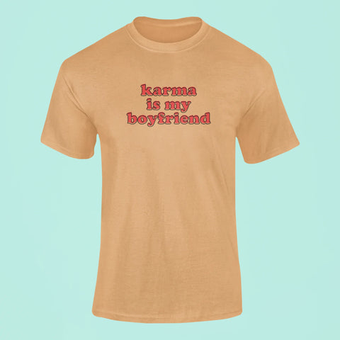 karma is my boyfriend t shirt mustard yellow