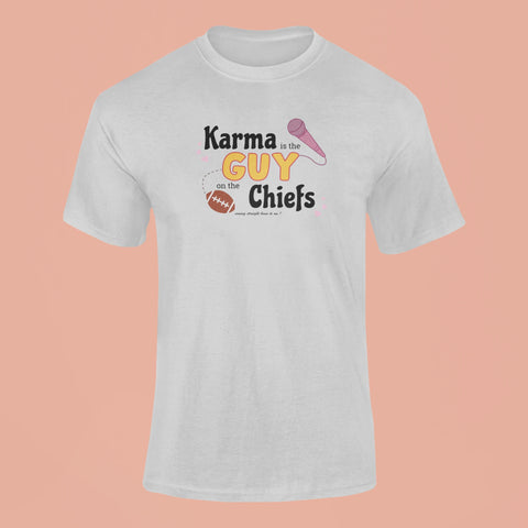 karma is the guy on the chiefs coming straight home to me t shirt grey