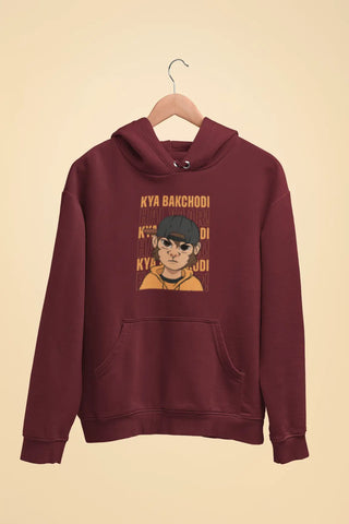 kya bakchdi hai yaar unisex hoodie maroon