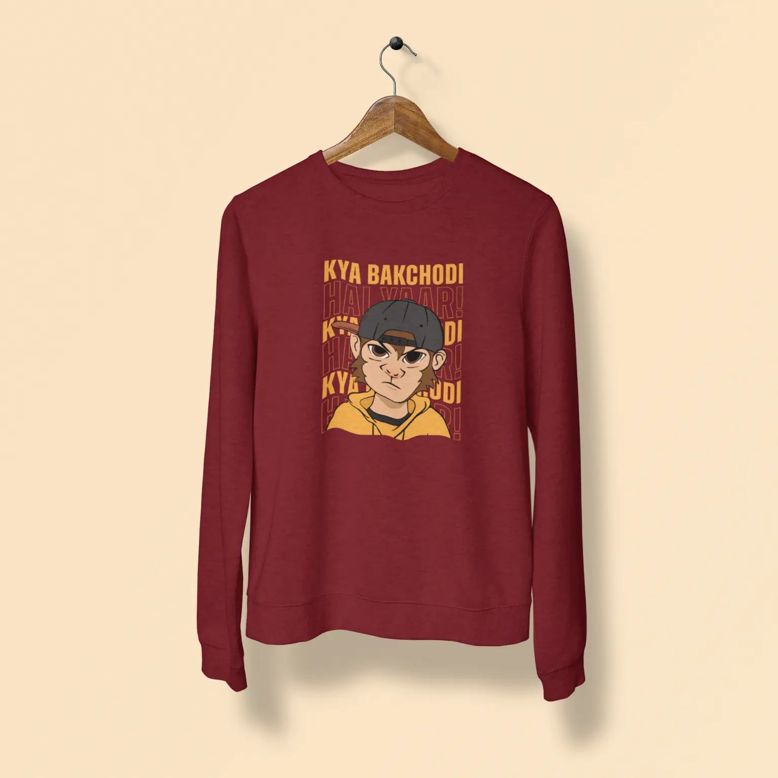 kya bakchodi hai yaar unisex sweatshirt maroon