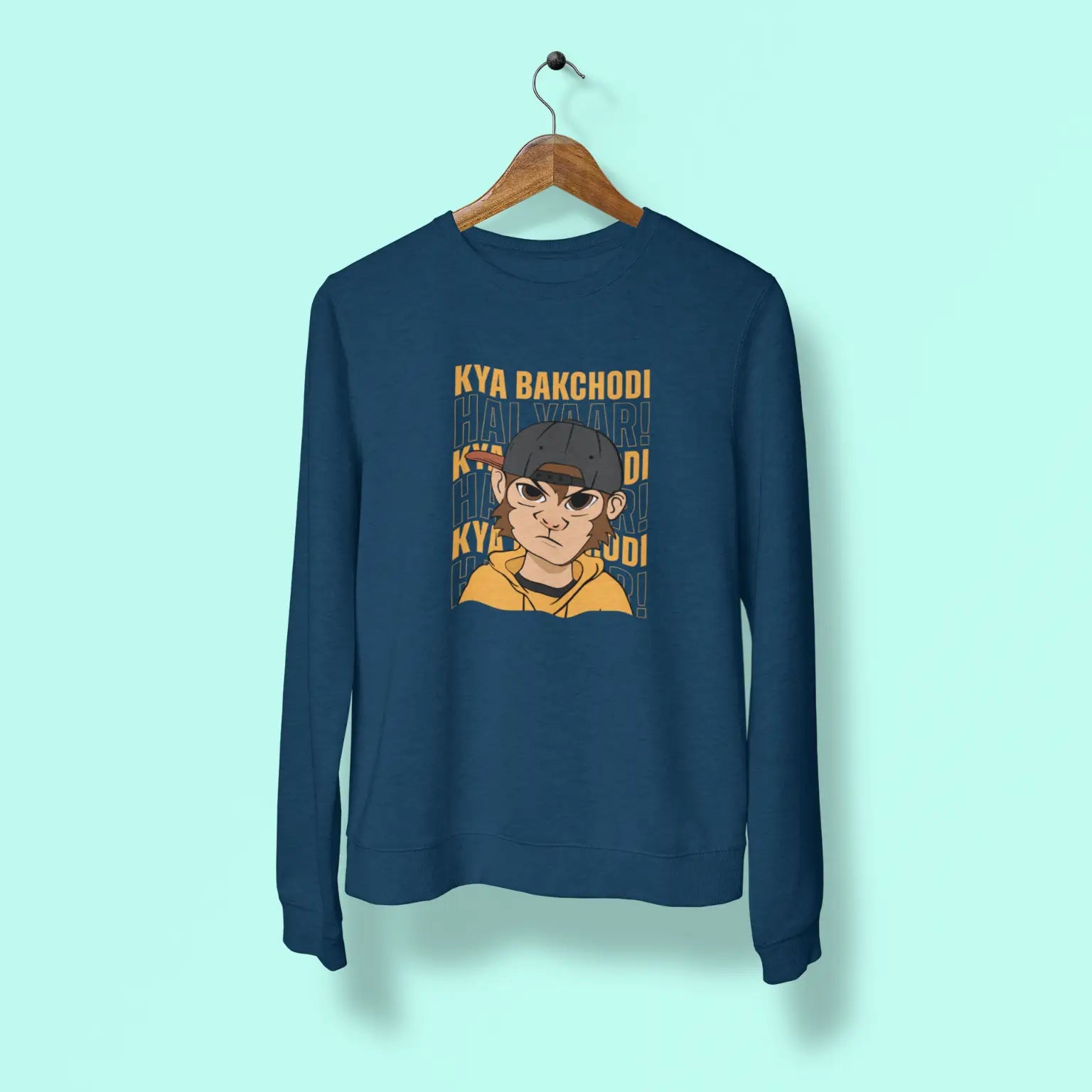 kya bakchodi hai yaar unisex sweatshirt navy blue