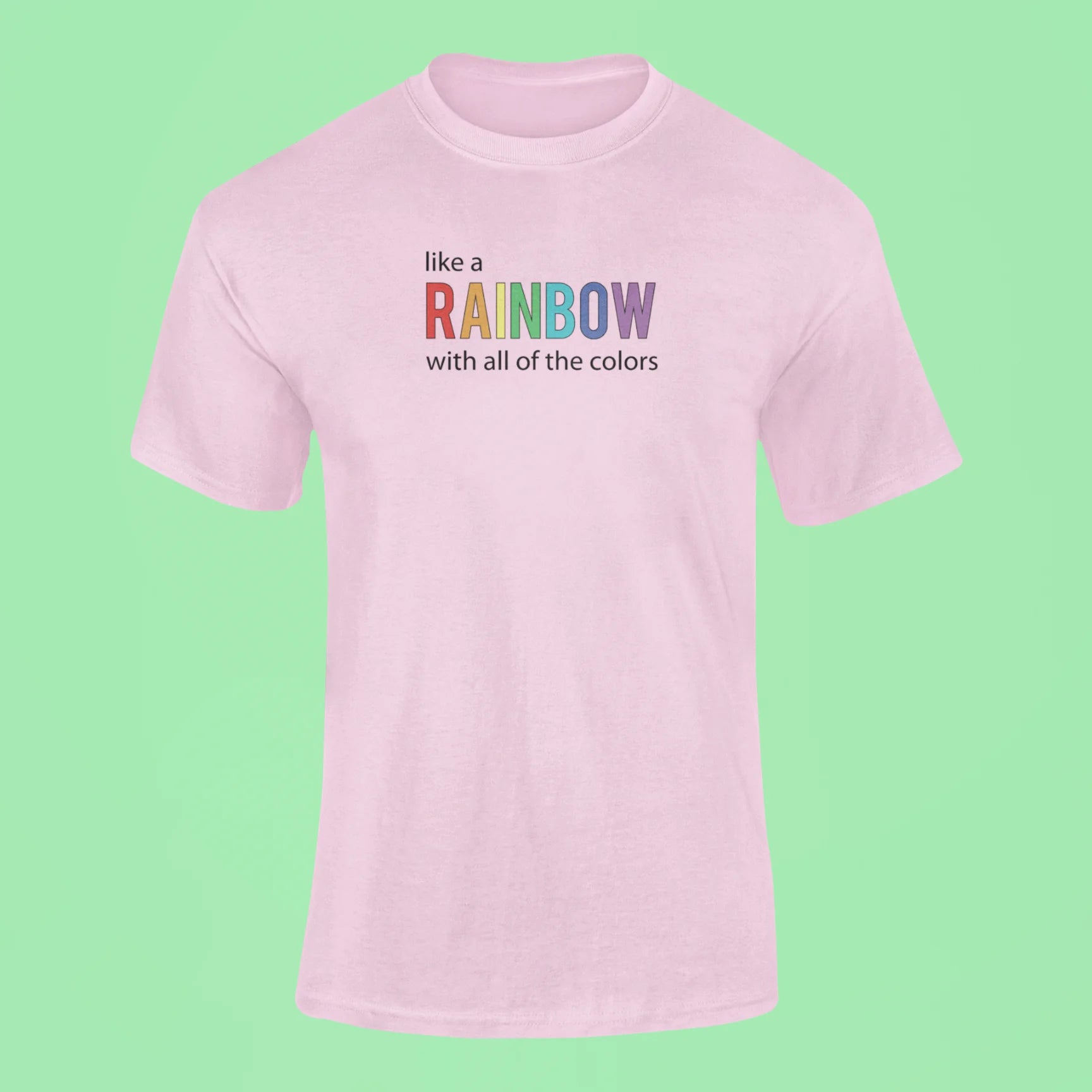 like a rainbow with all of the colors t shirt pink