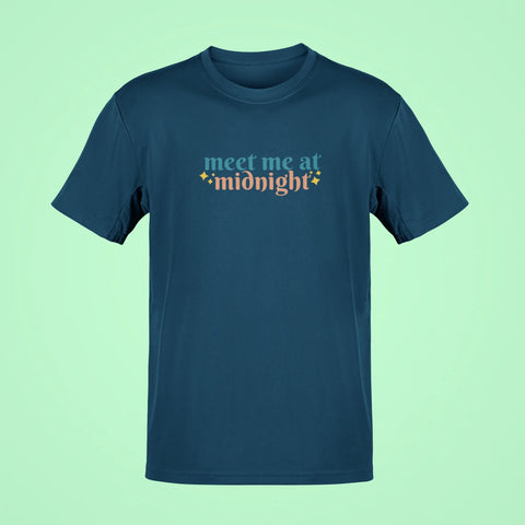 meet me at midnight ovesized t shirt navy blue