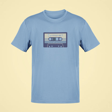 midnights album cassette oversized t shirt baby blue