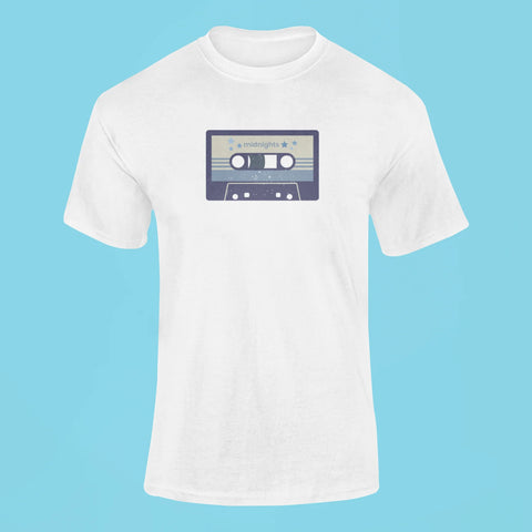 midnights album cassette t shirt white