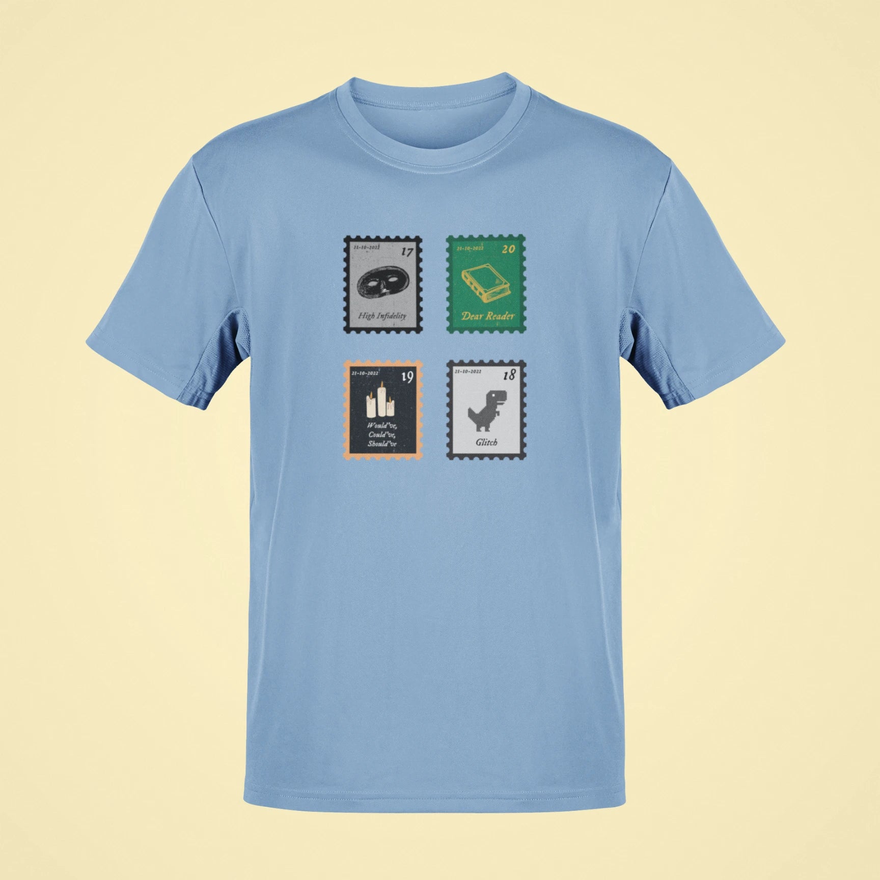 midnights song stamps high infidelity oversized t shirt baby blue