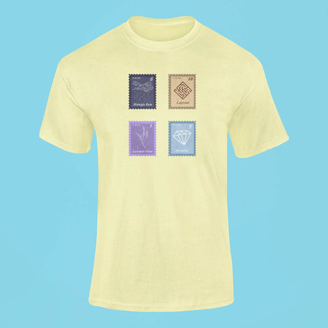 midnights song stamps midnight rain t shirt butter yellow