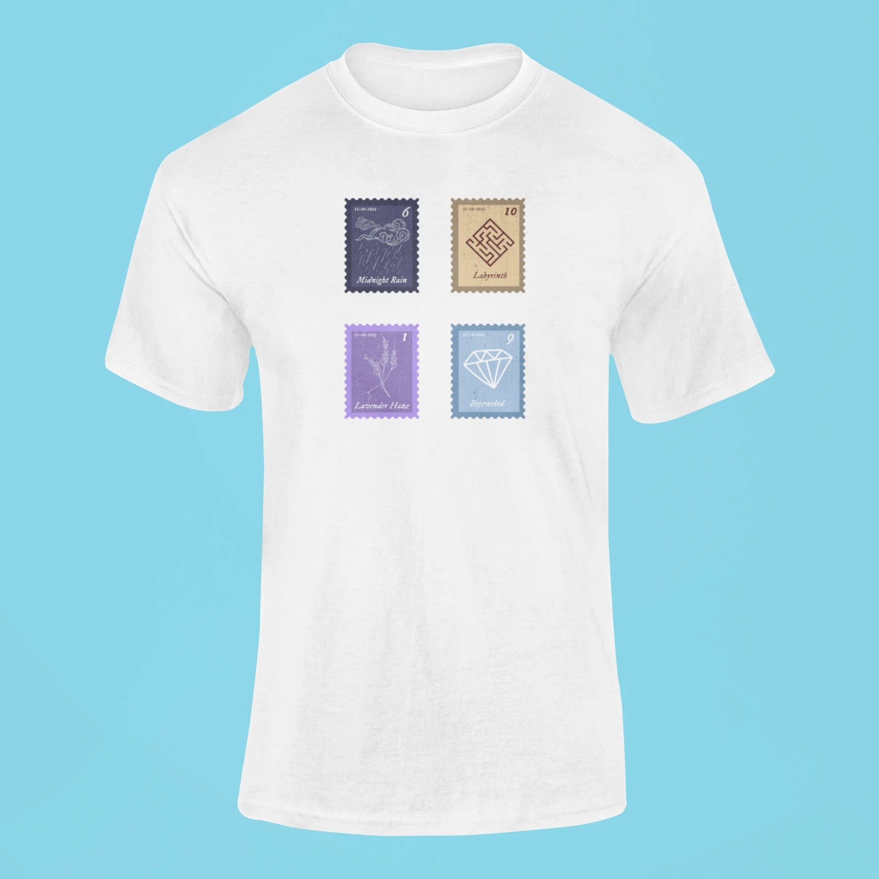 midnights song stamps midnight rain t shirt white
