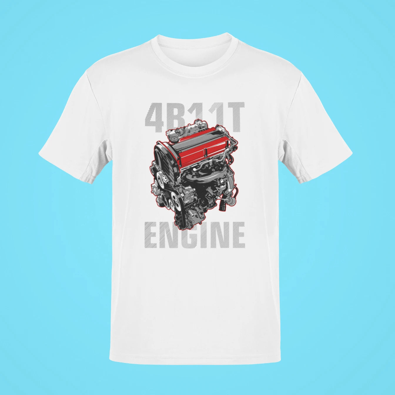 mitsubishi lancer evolution 4b11t engine oversized t shirt white