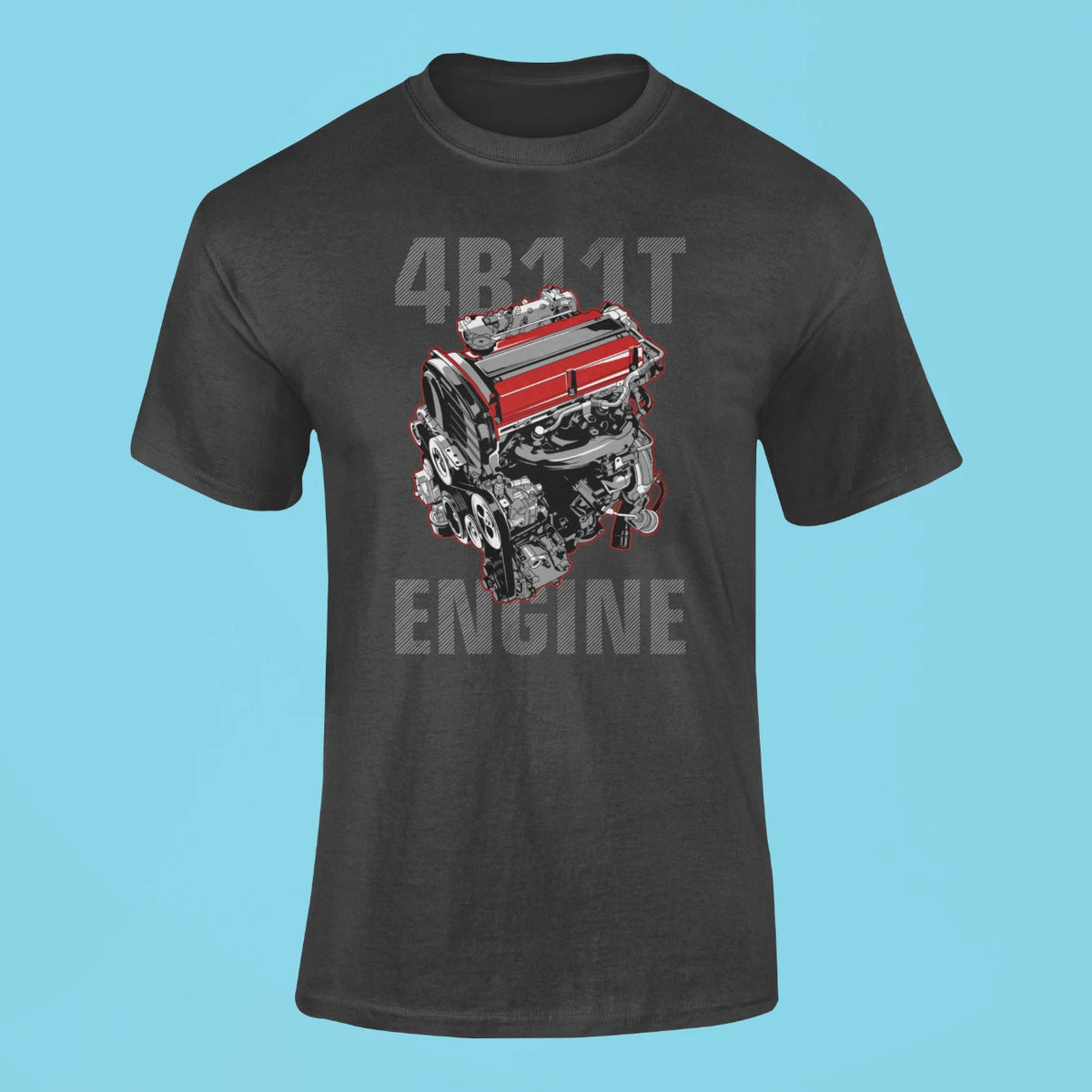 mitsubishi lancer evolution 4b11t engine t shirt black