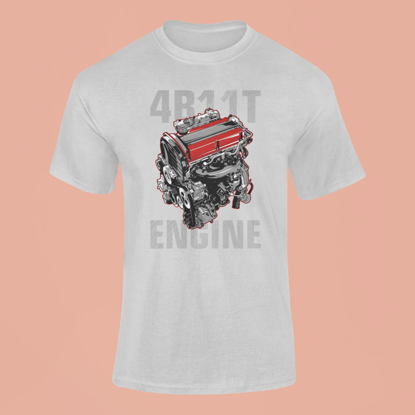 mitsubishi lancer evolution 4b11t engine t shirtgrey