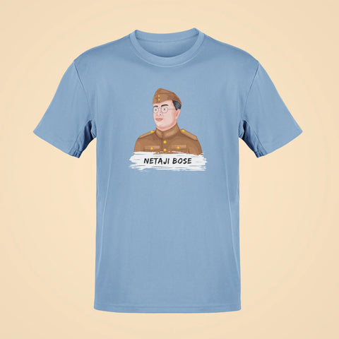 netaji subhash chandra bose oversized t shirt baby blue