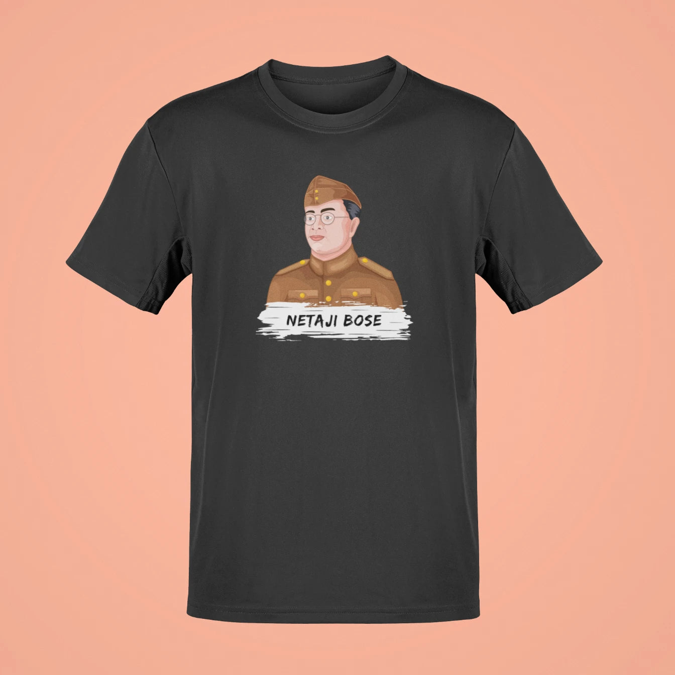 netaji subhash chandra bose oversized t shirt black