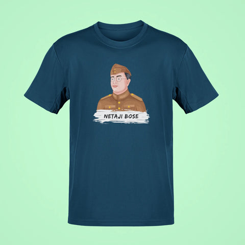 netaji subhash chandra bose oversized t shirt navy blue