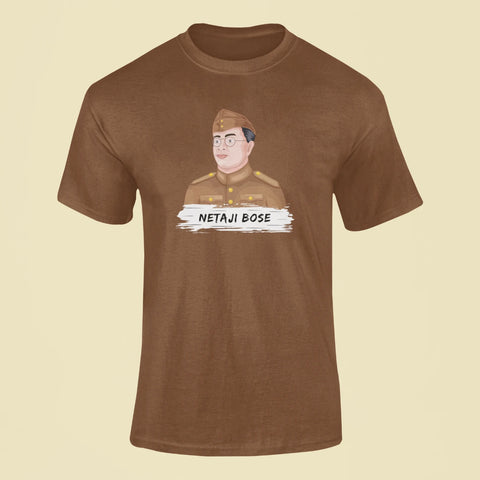 netaji subhash chandra bose t shirt brown