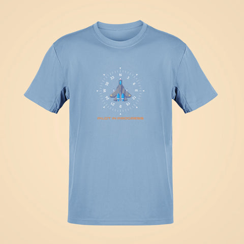 pilot in progress oversized t shirt baby blue