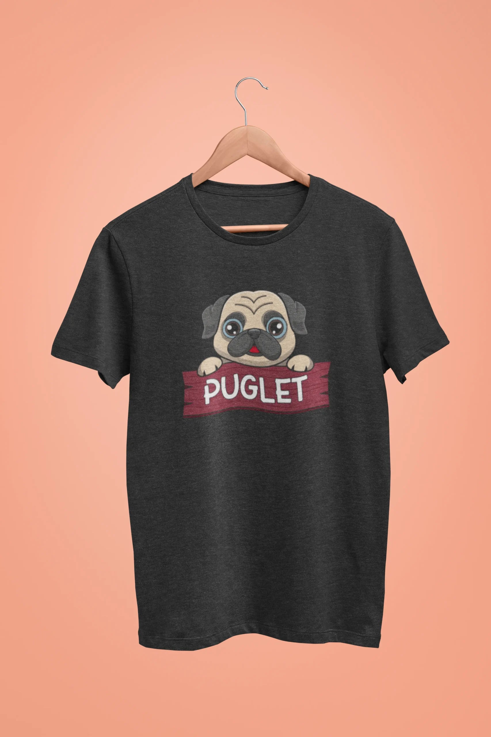 pug puglet oversized t shirt black scaled