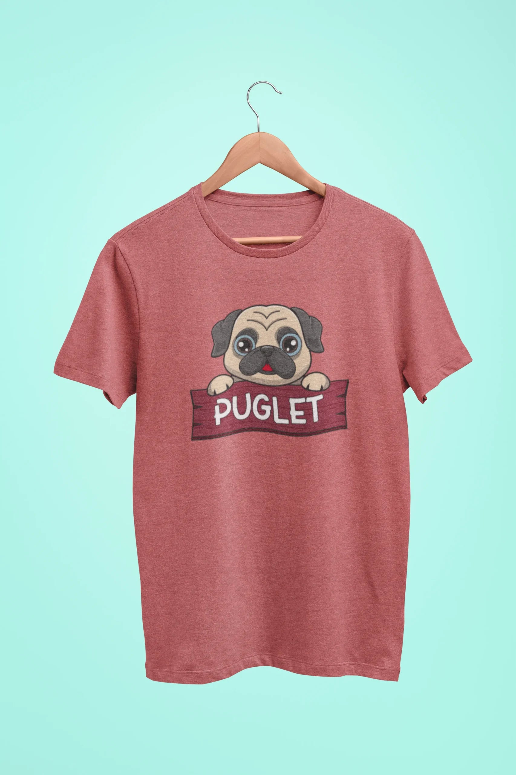 pug puglet oversized t shirt dusty rose scaled