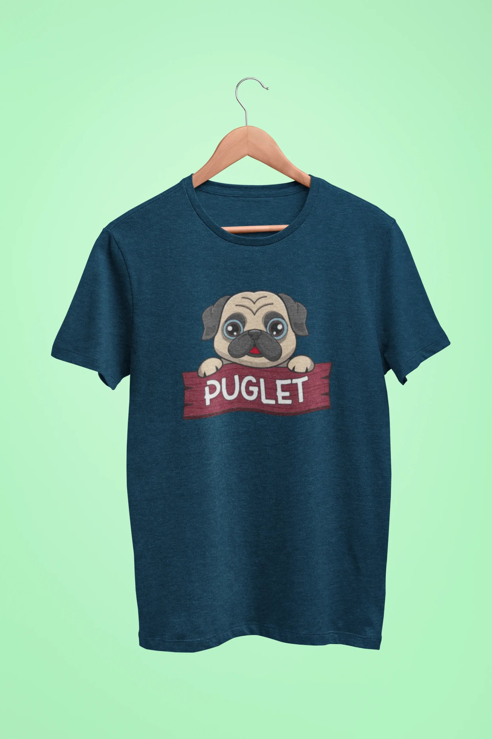 pug puglet oversized t shirt navy blue scaled
