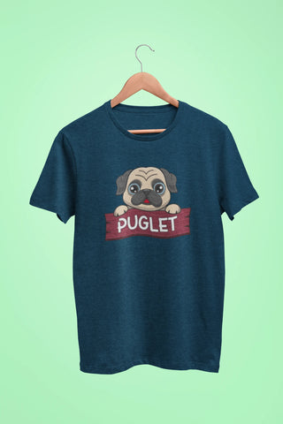 pug puglet oversized t shirt navy blue scaled