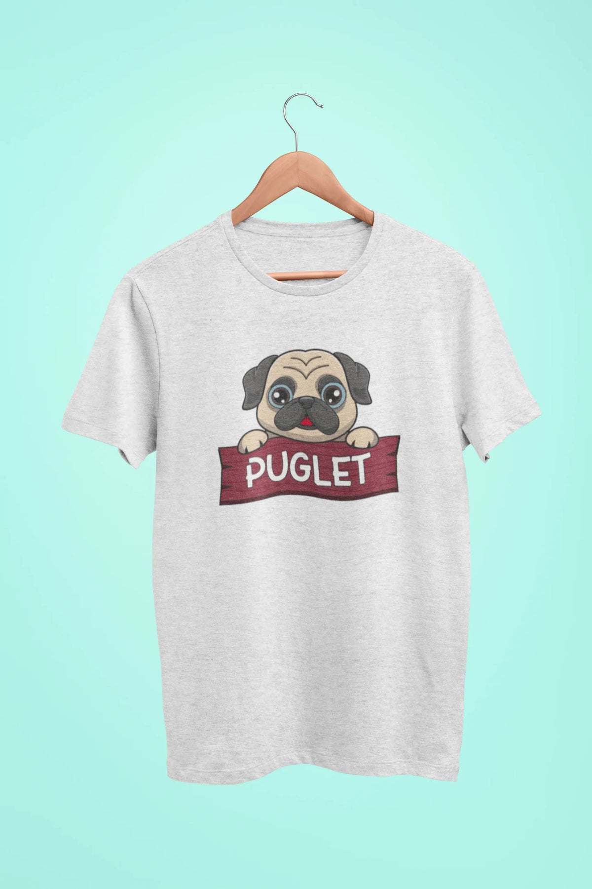 pug puglet oversized t shirt white scaled