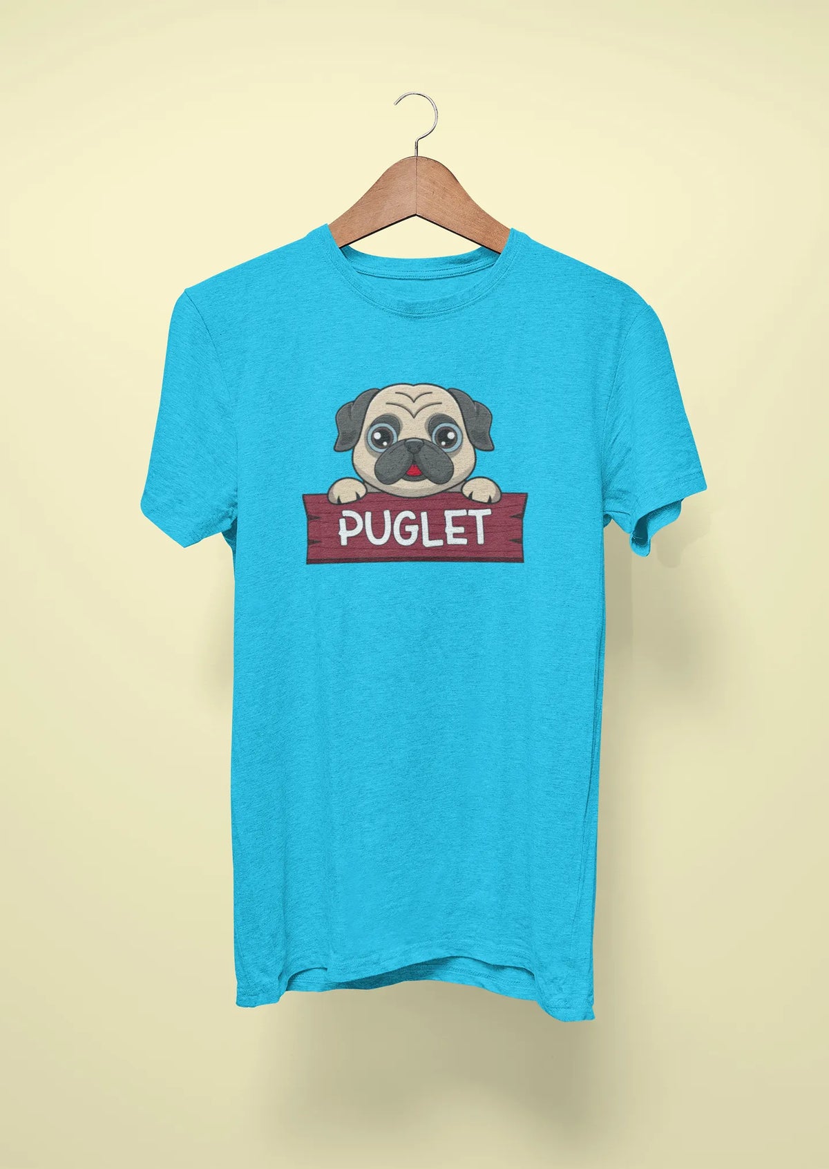 pug puglet sky blue