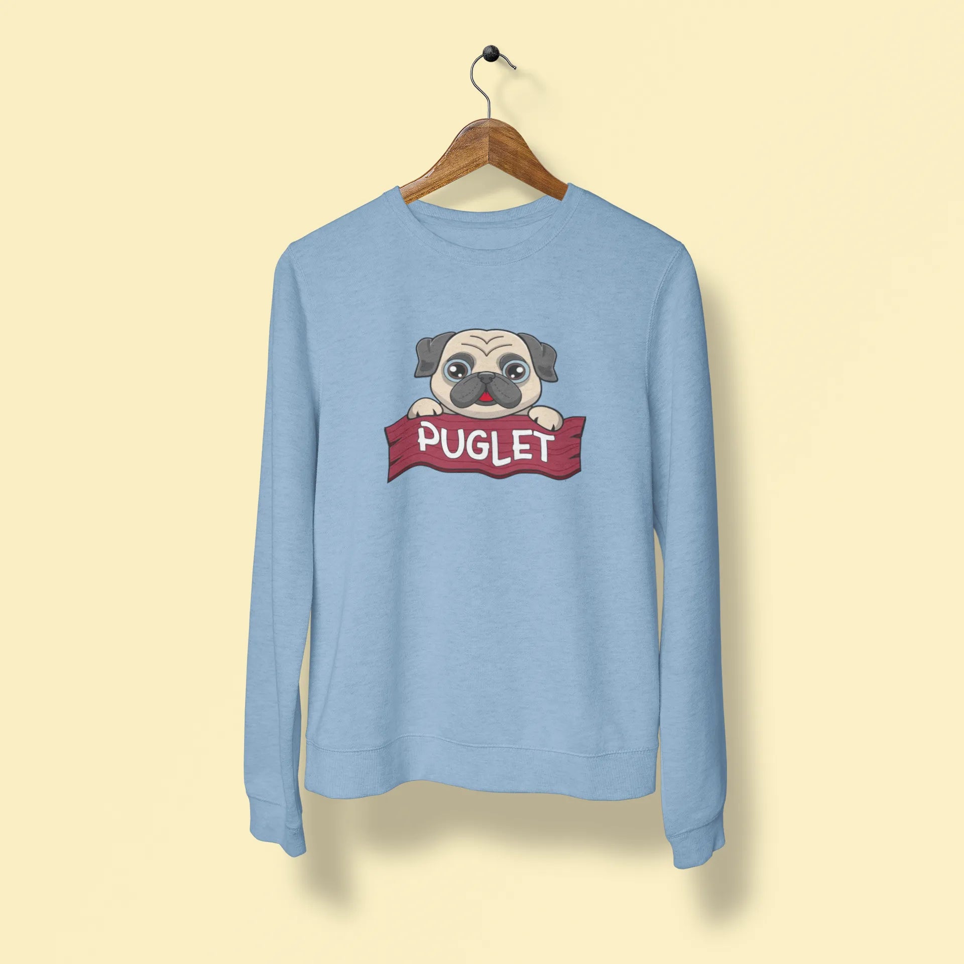 pug puglet unisex sweatshirt baby blue