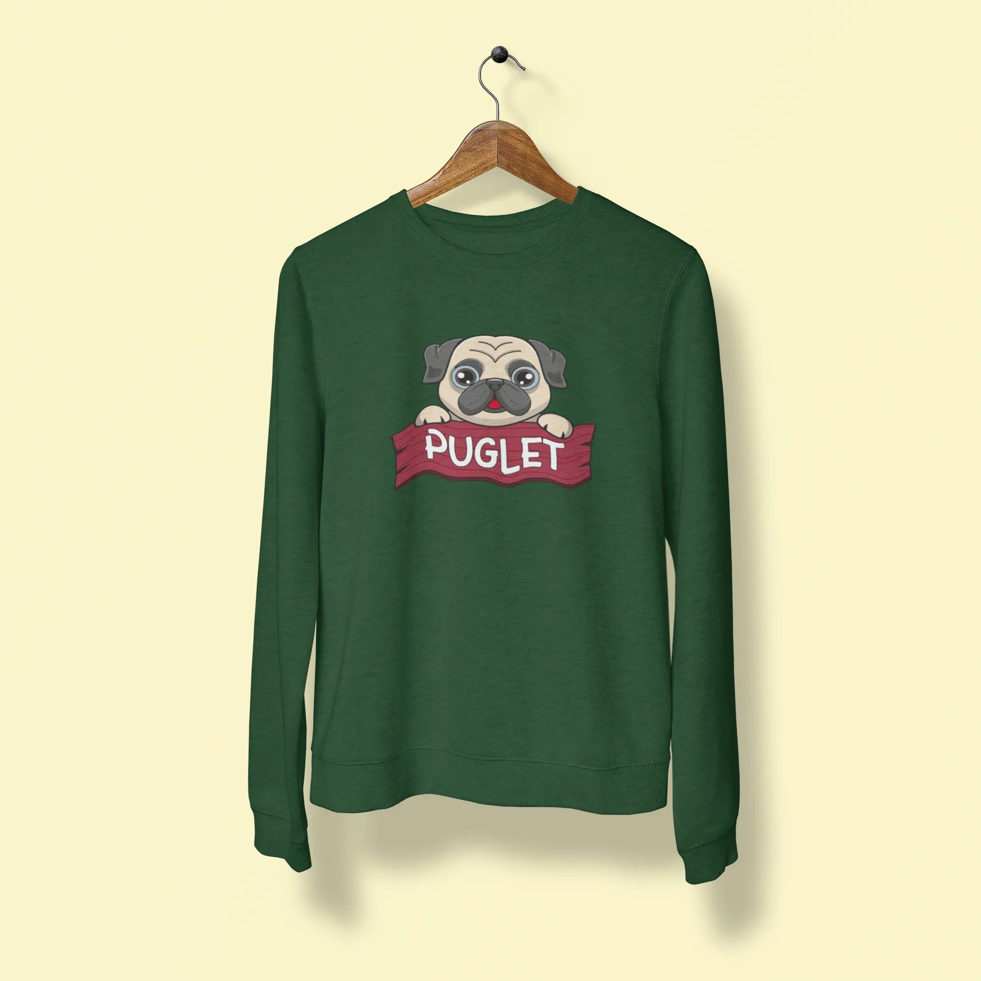 pug puglet unisex sweatshirt green