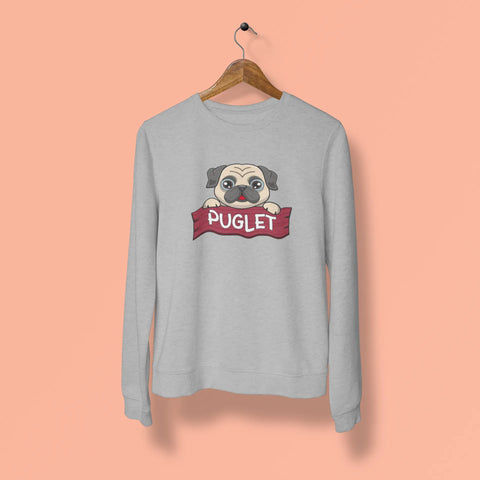 pug puglet unisex sweatshirt grey