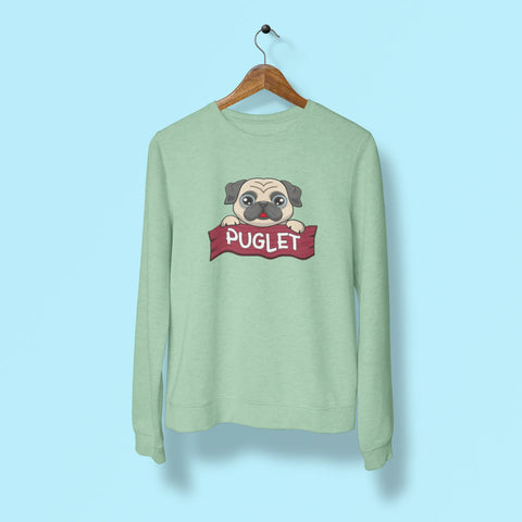 pug puglet unisex sweatshirt mint green