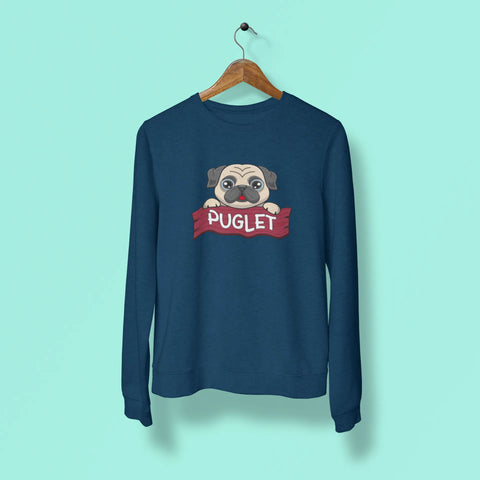 pug puglet unisex sweatshirt navy blue