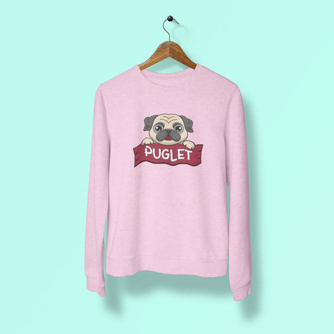 pug puglet unisex sweatshirt pink