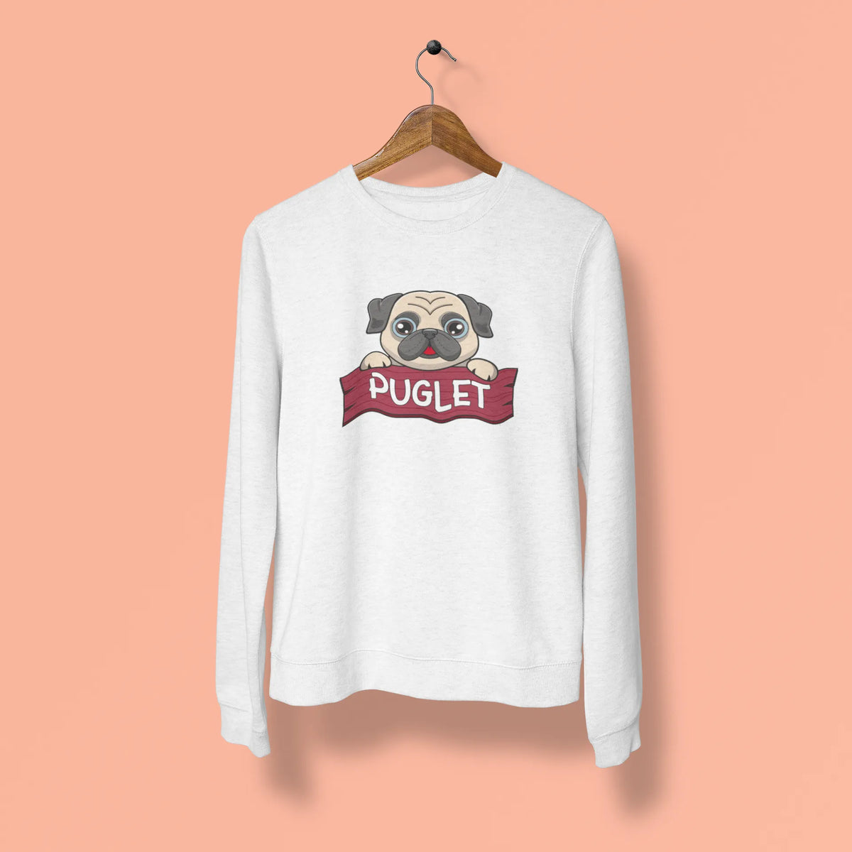 pug puglet unisex sweatshirt white