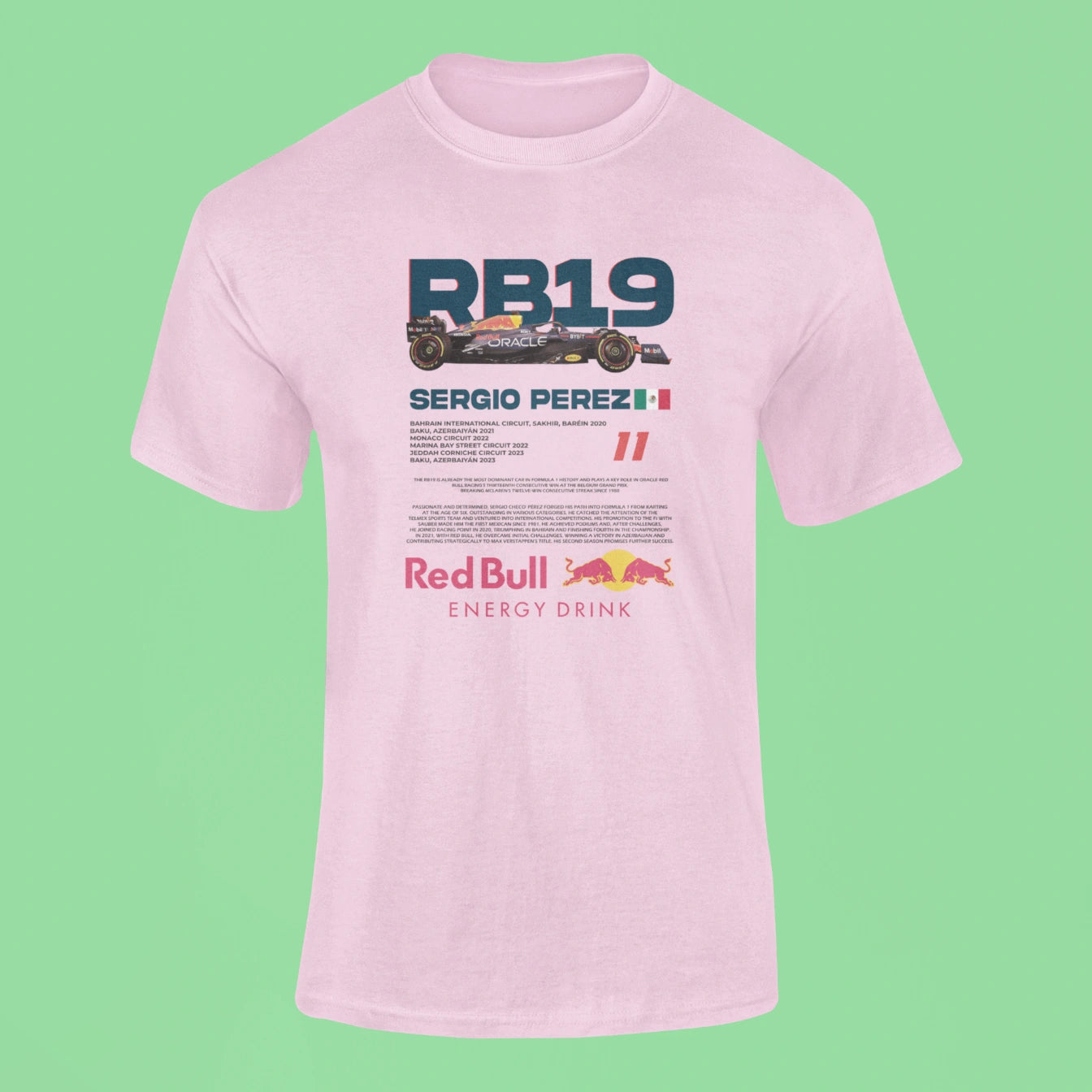 rb19 sergio perez t shirt pink