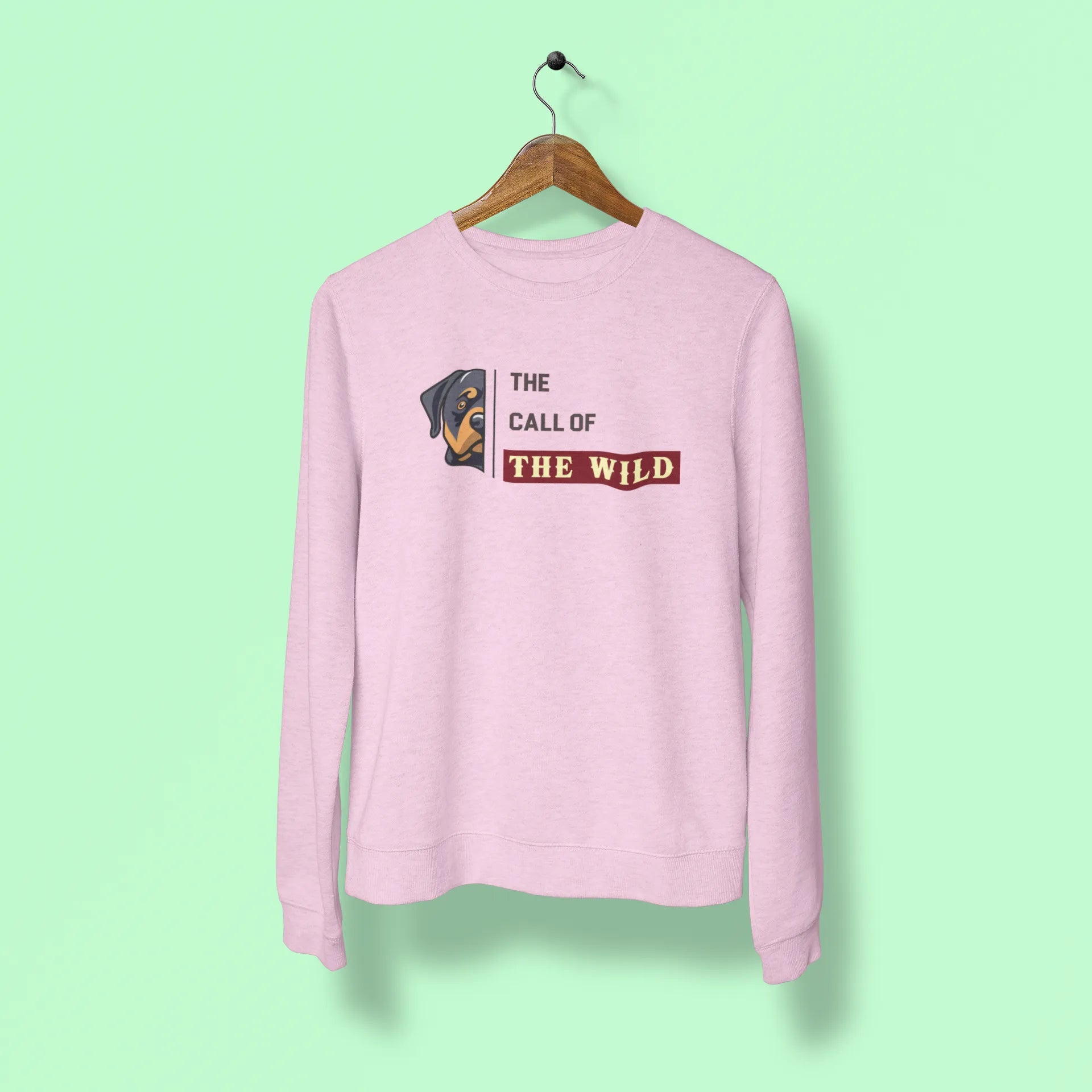 rottweiler the call of the wild unisex sweatshirt pink