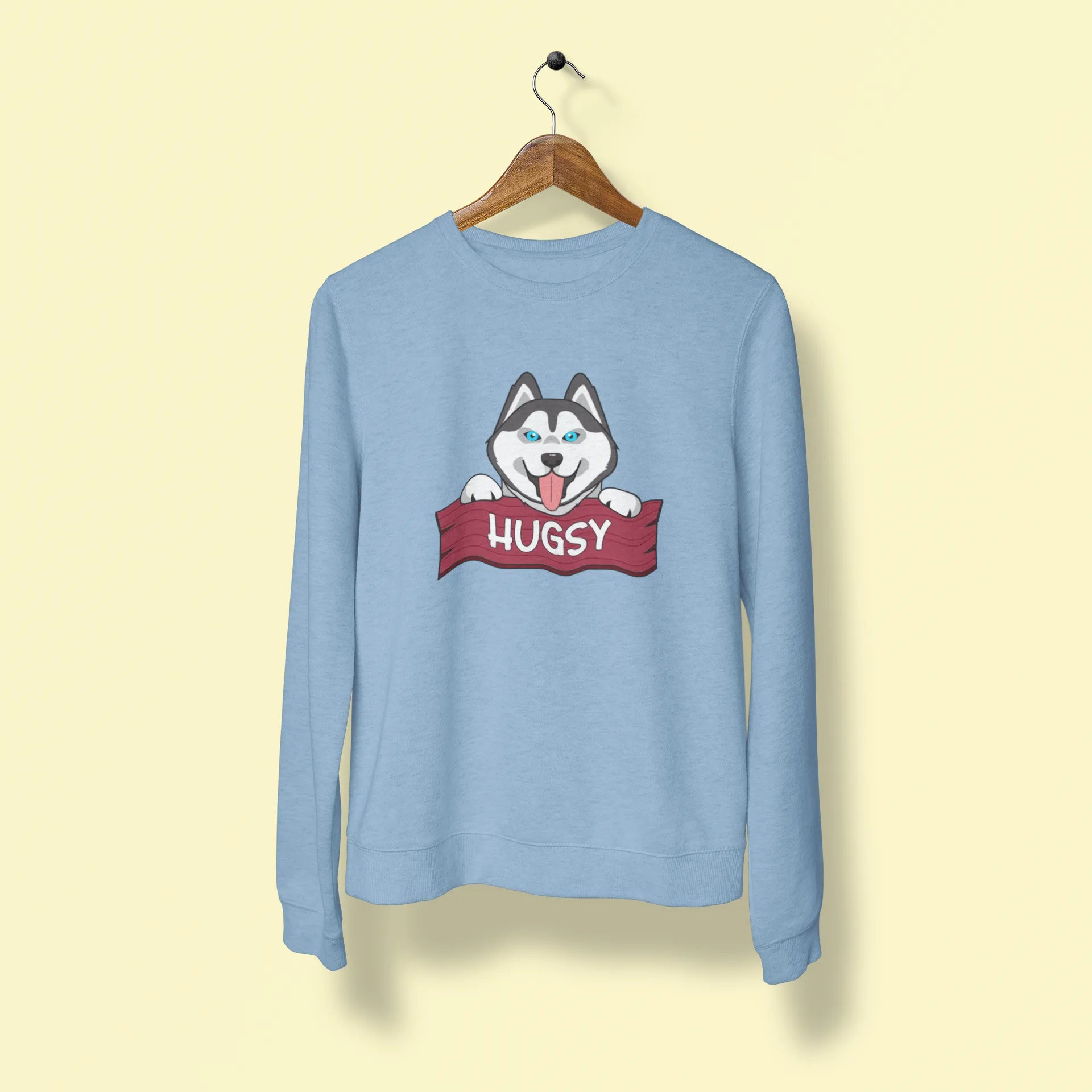 siberian husky hugsy unisex sweatshirt baby blue