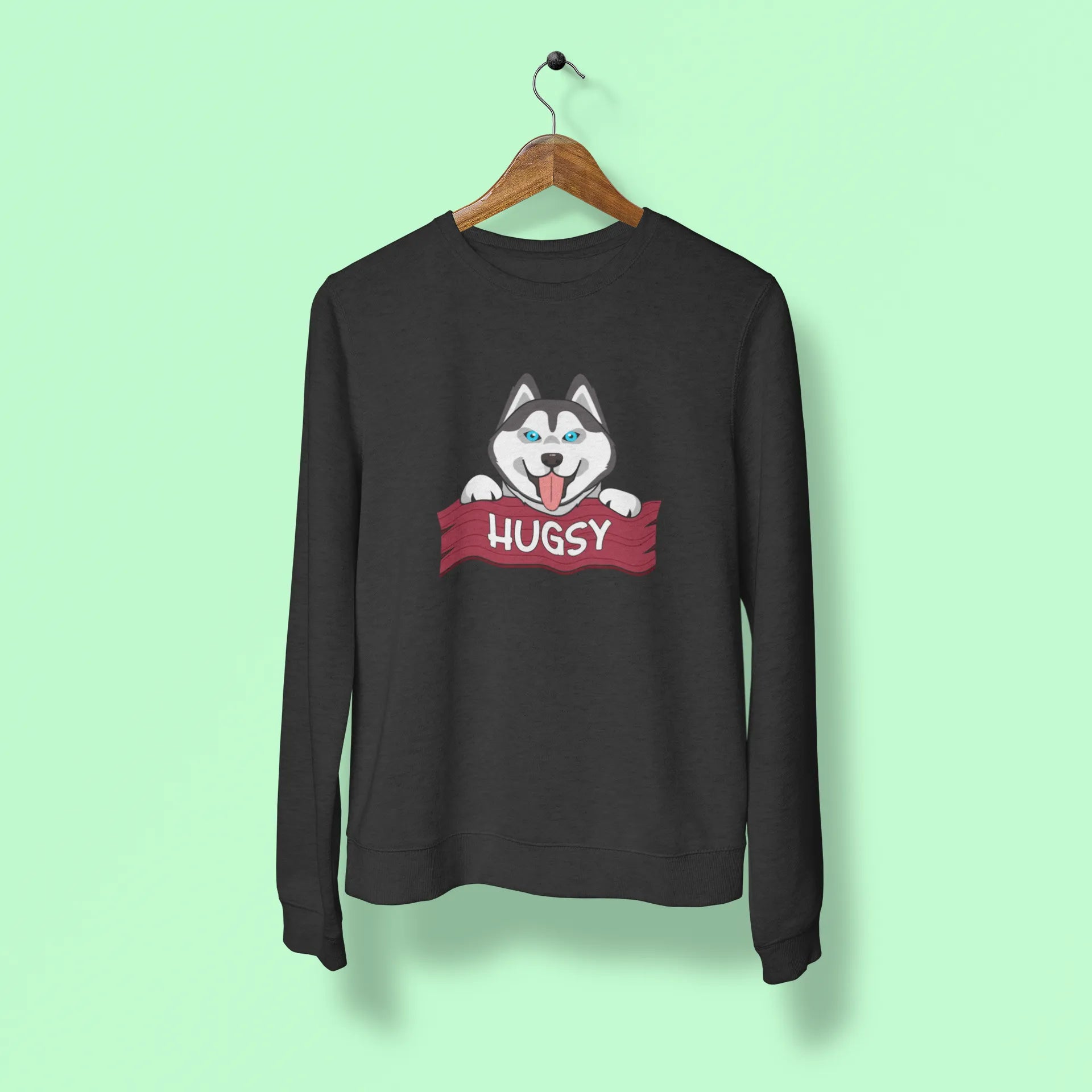 siberian husky hugsy unisex sweatshirt black