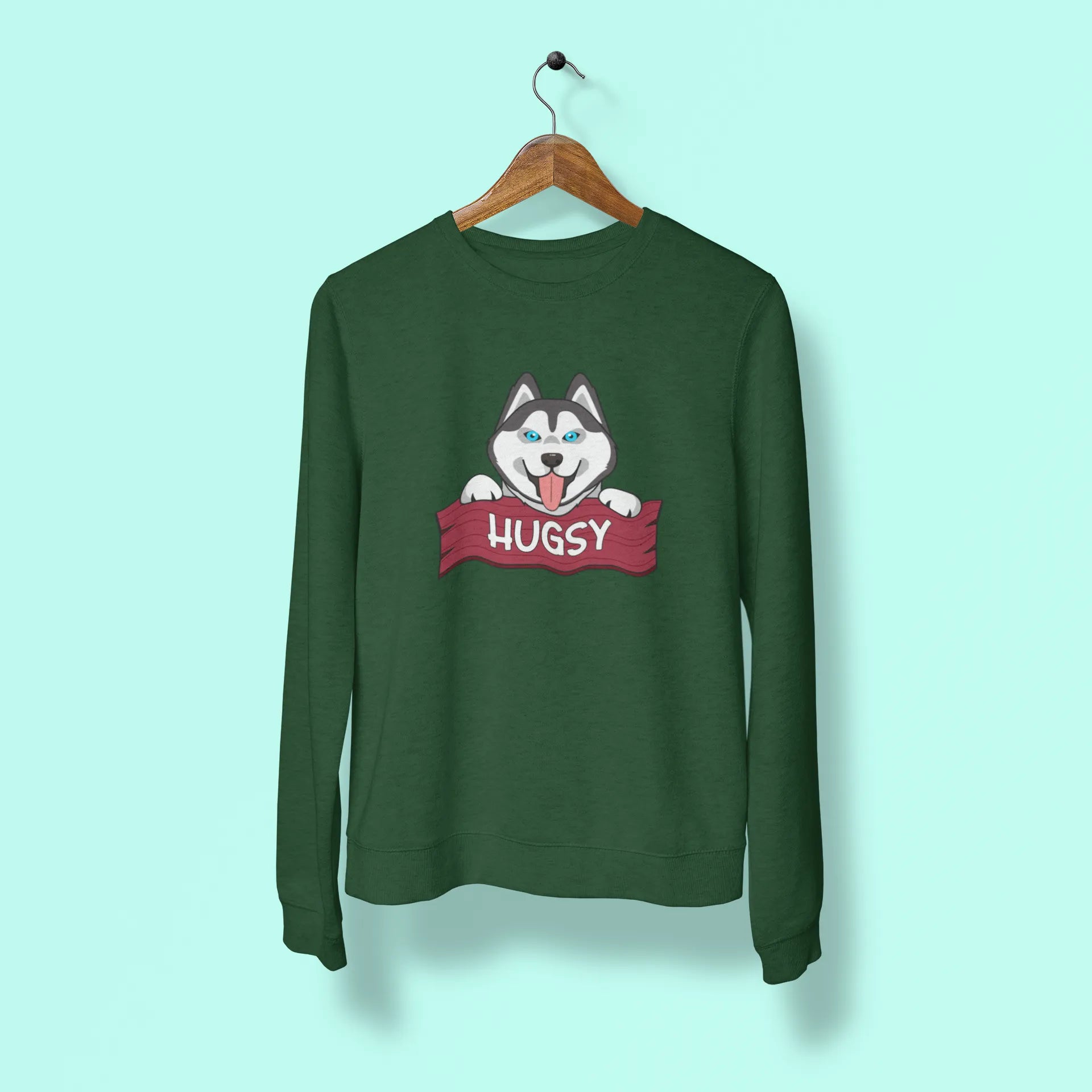 siberian husky hugsy unisex sweatshirt green