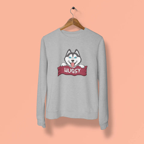 siberian husky hugsy unisex sweatshirt grey