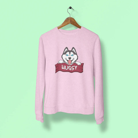 siberian husky hugsy unisex sweatshirt pink