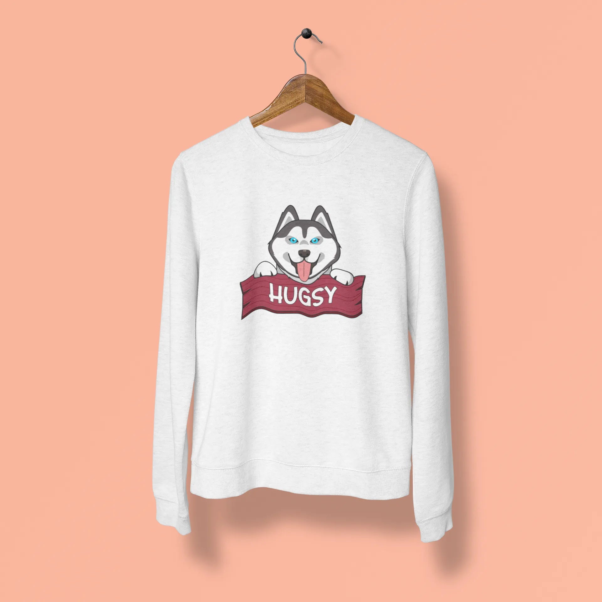 siberian husky hugsy unisex sweatshirt white