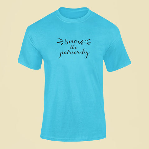 smash the patriarchy t shirt sky blue