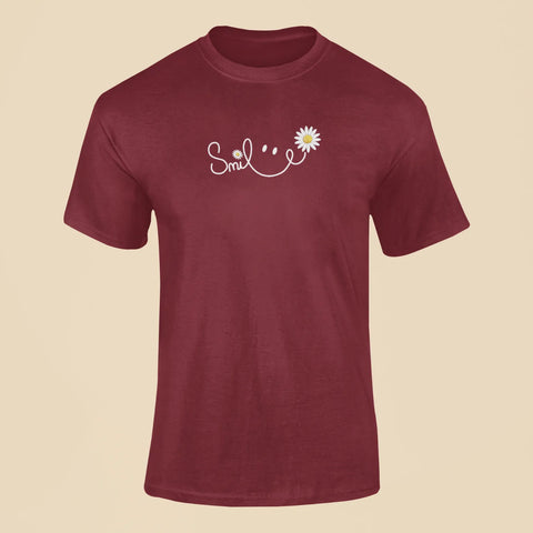 smile t shirt maroon