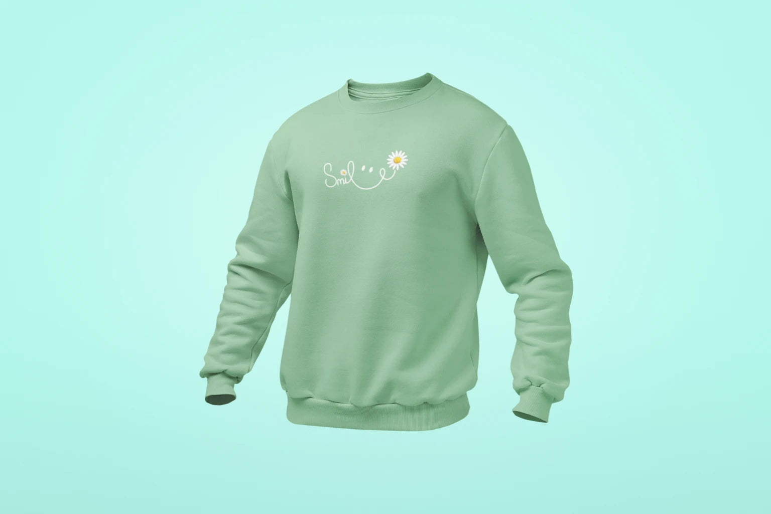 smile unisex sweatshirt mint green