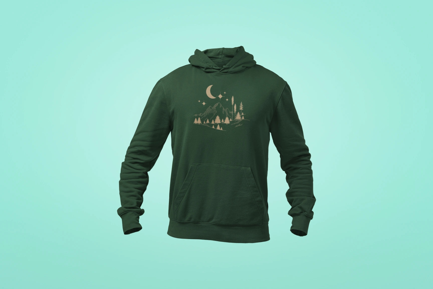 starry mountain unisex hoodie green